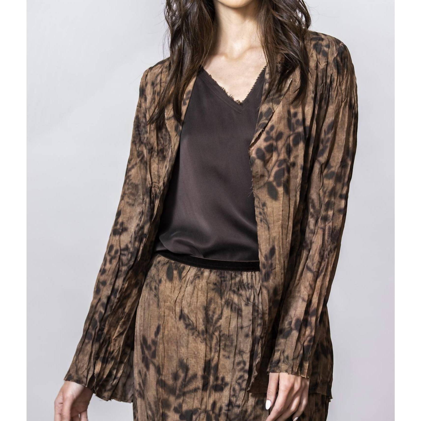 New Go By Go Silk Go Silk Crinkle Cut Jacket In Brown